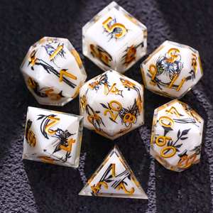 Set de Dados Poliédricos Fluidos con Diseño de Arena de Gato para Juegos de Rol D&D Baldur's Gate D20 D6 - Product Image 6