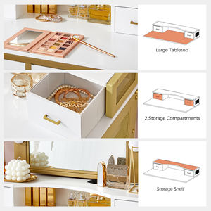 <span class=keywords><strong>VASAGLE</strong></span> Table de toilette de luxe en gros avec miroir de maquillage à 10 lumières <span class=keywords><strong>LED</strong></span> et tiroirs - Product Image 6