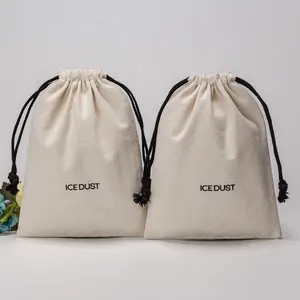 กระเป๋าหูรูดทำจากผ้าใบผ้าดิบนุ่มสีสันสดใสมีเชือกสองเส้นโลโก้ตามต้องการ