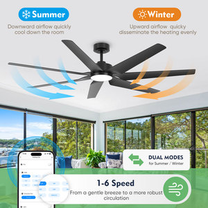 Hiện đại Quạt trần không thấm nước 7 ABS Blades ngoài trời thông minh Alexa app điều khiển từ xa 65 "yên tĩnh DC động cơ Màu đen/trắng LED Quạt trần - Product Image 4