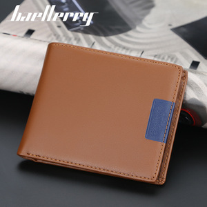 Baellerry <b>Men's</b> Short <b>Wallet</b> Brown Slim Soft Leather Multi Card Slot Everyday Use - Product Image 1