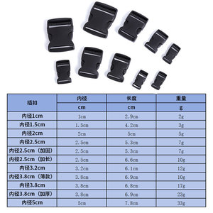 Boucles de sac à dos en plastique noir de 2,5 mm, réglables et résistantes à l'usure, accessoires pour sacs - Product Image 1