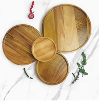 Ronde houten wegwerpdecoratieve schaal voor fruit, dessert en kaas - handgemaakte schaal in Amerikaanse stijl voor cadeaus