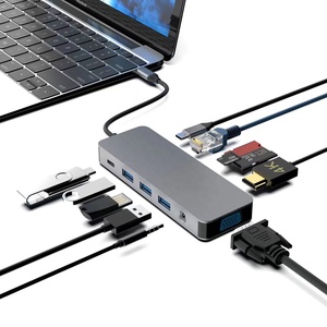 11 <span class=keywords><strong>in</strong></span> 1 USB C כדי Gigabit Ethernet 4K HDMI רכזת עם VGA, <span class=keywords><strong>3</strong></span> USB3.0, <span class=keywords><strong>SD</strong></span>/TF כרטיס קורא, אודיו, 2 USB-C עבור Macbook Pro ועוד - Product Image 3