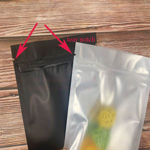 Stock de qualité alimentaire Pochette d'emballage debout en aluminium avec fermeture éclair refermable mate givrée transparente pour fenêtre en plastique mylar noir - Product Image 5