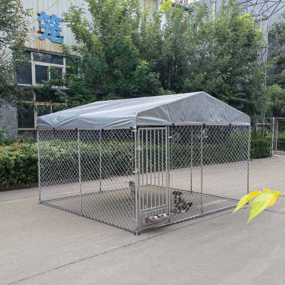 Heavy Duty 10x10ft Outdoor Dog Kennel with Roof Galvanized Steel ...