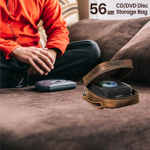 Boîte de <span class=keywords><strong>rangement</strong></span> pour <span class=keywords><strong>CD</strong></span> en cuir Crazy Horse rétro minimaliste, 56 <span class=keywords><strong>CD</strong></span>, avec bracelet détachable, organiseur de <span class=keywords><strong>CD</strong></span> portable pour les voyages - Product Image 6