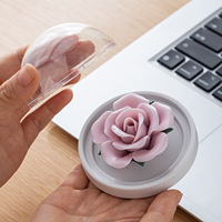 Porte-encens en céramique fait main en forme de rose, ornement d'aromathérapie, 7,9 cm, décoration de table pour bureau, maison, cadeau d'anniversaire