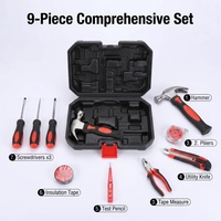 Kit d'outils portables pour la maison, 9 pièces, pour l'entretien général de la maison et les réparations rapides