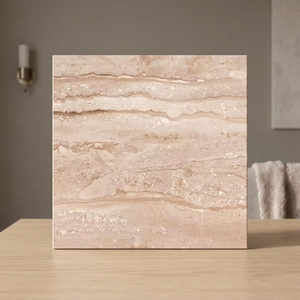 Carreaux de sol en céramique et porcelaine émaillée effet marbre blanc clair du Nigeria, finition mate, 400x400mm (40x40cm) - Product Image 2