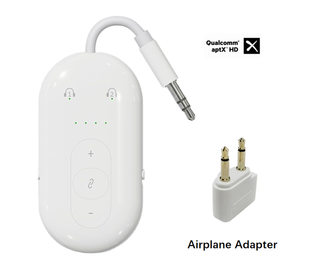 Qualcomm 5.4 Audio Transmitter AptX LL Low Latency Wireless Adapter for Airplane TV PS5 Switch Connect 2 Headphones