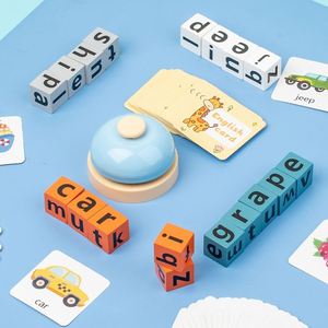 Jeu d'association de lettres ABC pour la maternelle avec blocs en bois et cartes flash éducatives de mots fréquents - Product Image 2