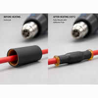 Selang Susut Panas Tahan Air, Asam, dan Alkali Solvet Black Diameter Dalam 1.6mm-120mm Rasio Susut 3:1 Lem PE