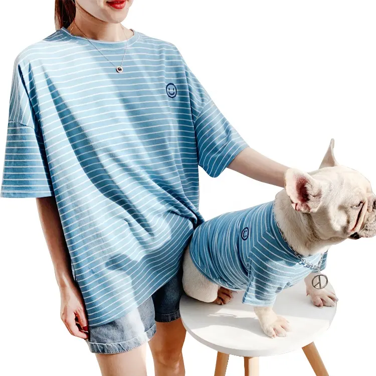 เสื้อยืดบูลด็อกฝรั่งเศสออกแบบโลโก้ได้ตามต้องการเสื้อผ้าสุนัขสัตว์เลี้ยงแบบคู่กับเจ้าของ