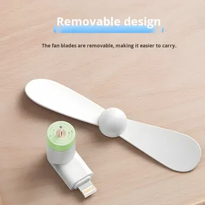 พัดลมมือถือขนาดเล็ก 3-in-1 <span class=keywords><strong>แบ</strong></span>บพกพา มอเตอร์ไร้แปรงถ่าน สำหรับอุปกรณ์ <span class=keywords><strong>Apple</strong></span> Android Type-C ลดราคาพิเศษ - Product Image 2