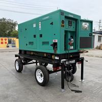 Groupe électrogène de soudage à l'arc silencieux mobile sur remorque à 4 roues, double poste, 30 kW, diesel Ricardo, 500 A, certifié CE ISO, direct usine