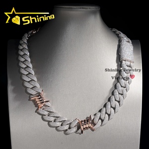 Probador de diamantes de paso de 4 filas de 18MM, 925 Plata, chapado en oro blanco, alambre de Hip Hop helado, <span class=keywords><strong>cadena</strong></span> de eslabones cubanos de diamante Moissanite de peluquero - Product Image 3