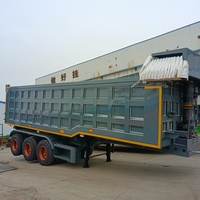 Semi-remorque benne arrière hydraulique stable à 3 essieux avec caisse de chargement épaissie, opération monopersonnelle, déchargement automatique