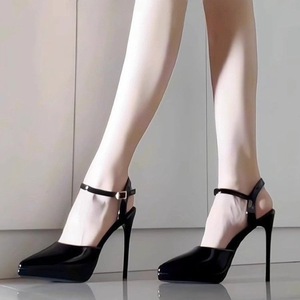 2026 <b>Summer</b> Women's French Style <b>Closed</b> <b>Toe</b> High Heels Single Band Patent Leather Nude Heeled <b>Sandals</b> with Platform - Product Image 3