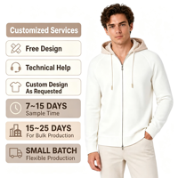 Cardigan zippé en maille de coton et cachemire pour homme, personnalisable, fermeture éclair bidirectionnelle, OEM ODM, faible MOQ