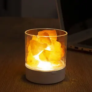 New Hot Sale Salt Stone Lamp USB Rechargeable Dimmable Table Lamp Night Light Indoor Colorful Salt Lamps