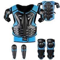 Veste de protection rigide pour enfants pour moto, anti-chute, avec protections coudes et genoux, et gilet de protection dorsale et thoracique pour le cyclisme et le tout-terrain