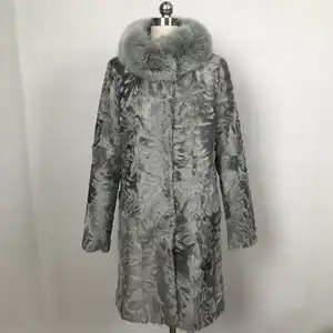 Herbst mode Eleganter Luxus Langer weißer Glanz pelz Trenchcoat Deutschland Pelz mäntel Lammfell Pelz mäntel