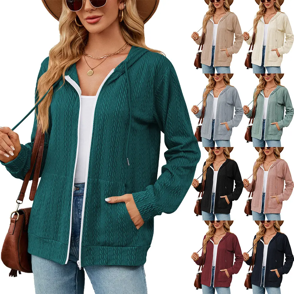 Neuankömmlinge Damen Hoodies Sweatshirts Reiß verschluss leer formale Langarm Taschen mantel für Frauen