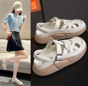 Nuovo stile estivo di <span class=keywords><strong>grandi</strong></span> dimensioni alla moda tacco alto Baotou leggero da incasso Design in stile romano <span class=keywords><strong>scarpe</strong></span> donna - Product Image 6