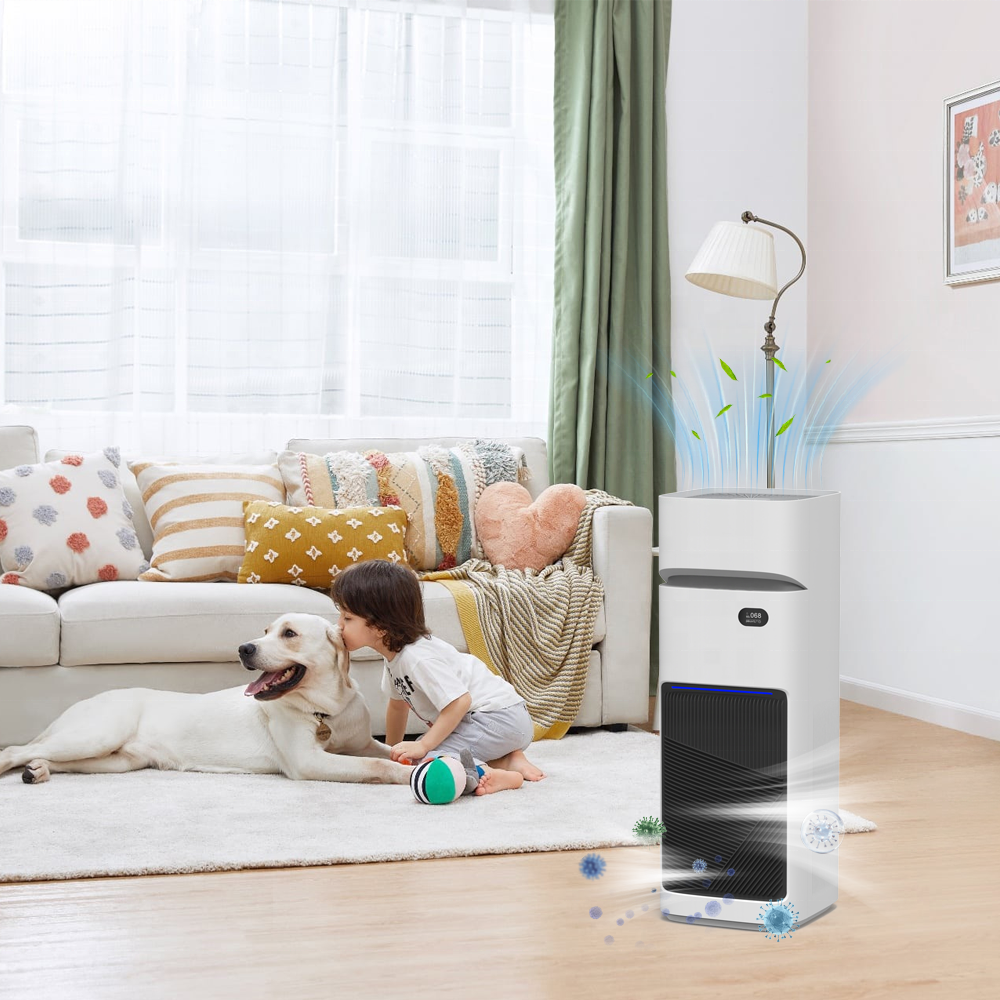 Mist Free HEPA Filter Air Purifier Humidifier Combo Air Ionizer Smart Sensors 5.5L Tank Electric App-Controlled UV Sterilization