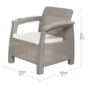 Sala Jardin esterno Terraza 6 Puestos Tipo Ratan Taupe - Product Image 6