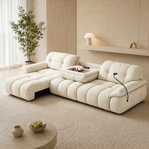 Divano <span class=keywords><strong>Letto</strong></span> Elettrico Moderno Bianco in Tessuto Chenille per Soggiorno, Personalizzabile, Premium a <span class=keywords><strong>2</strong></span> <span class=keywords><strong>Posti</strong></span>, Durevole, con Vassoio Porta Tè - Product Image 2