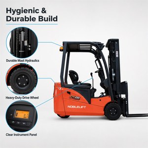 Precio de Fábrica NOBLELIFT FE3D18N1 Montacargas Eléctrico de 2 Toneladas con Batería de Iones de Litio, Contrapeso, MOQ Bajo de 1 Unidad, Tres Ruedas - Product Image 3
