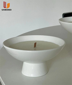 UOBOBO – Nouveau récipient minimaliste pour bougie à mèche en bois, large ouverture, vide, beige, bol vertical pour bougie - Product Image 2