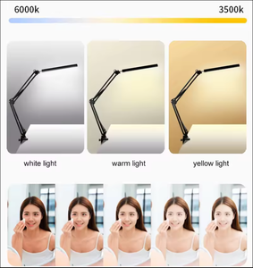 Lampe de bureau moderne à bras articulé 12,5 W DC USB avec pince en alliage, éclairage LED protecteur des yeux, abat-jour <span class=keywords><strong>blanc</strong></span> pour salle de lecture, en métal - Product Image 3