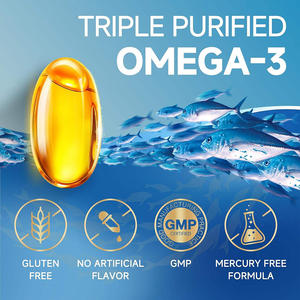 Capsules d'huile de poisson oméga-3 triple force pour adultes, OEM/ODM, avec vitamine E, pour la fonction cognitive, la flexibilité articulaire, naturelles et faibles en gras - Product Image 2