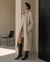 Manteau élégant en laine épaisse et longue à col roulé pour femmes, doux et brossé, pour l'hiver