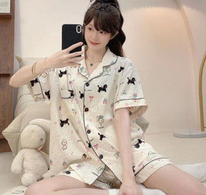 Pigiama da Donna Traspirante Nuovo Stile con Bottoni e Risvolto, Set Due Pezzi Comodo - Product Image 4