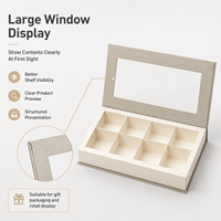 Boîte d'emballage haut de gamme personnalisée en carton gris style livre avec fenêtre transparente et séparateur pour chocolats, pâtisseries et cadeaux