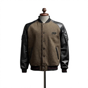 Veste universitaire personnalisée pour homme en laine/polyester avec broderie chenille, patchwork, coupe-vent, hiver, décontractée, logo sur le devant - Product Image 4