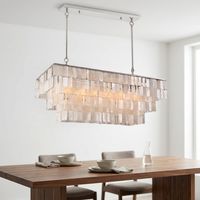 Lampe suspendue vintage carrée en fer argenté de luxe française, design en verre, luminaire LED pour salon, salle à manger