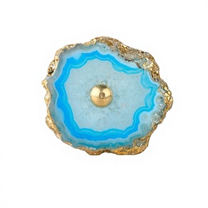 Boutons de meuble sculptés à la main en agate naturelle, imitation antique, forme libre, poignées de tiroir en pierres précieuses colorées, décoration intérieure authentique - Product Image 1