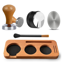 Ensemble de tamper à café transfrontalier en alliage d'aluminium et acier inoxydable, avec aiguille à poudre, plateau de rangement et marteau à réglage progressif gradué