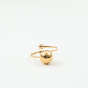 Anillo de puño de joyería fina para mujer al por mayor, popular, chapado en oro, de acero inoxidable, ajustable, con cuentas - Product Image 5