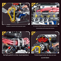 Kaiyu K96202 – Bloc de construction de moteur V8 simulé avec programmation mécanique, modèle de moteur jouet à construire avec moteur électrique