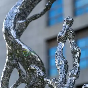 Alta Qualidade Grande Arte Estátua Jardim Ao Ar Livre Decoração Moderna Metal Escultura Abstrata Spray Aço Inoxidável
