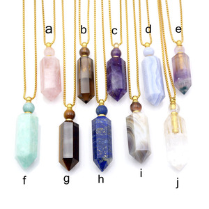 Véritable Quartz Fumé Point <span class=keywords><strong>Diffuseur</strong></span> Hexagone Bullet Prism Bijoux en Acier Inoxydable Pendentifs de Mode Charms <span class=keywords><strong>Pendentif</strong></span> Bouteille de Parfum - Product Image 5