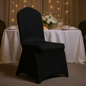 Funda Protectora Universal Negra para Silla de Spandex, Elástica, Lavable, para Bodas, Cenas y Celebraciones - Product Image 2