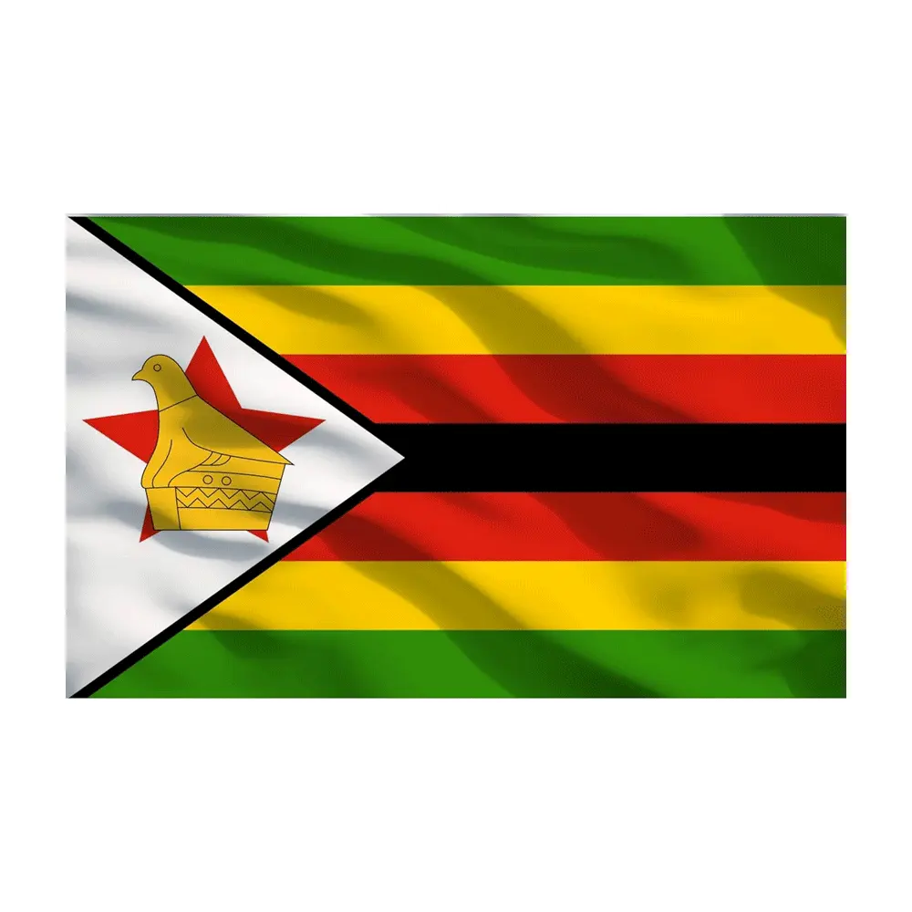 Zimbabwe drapeaux Polyester personnalisé National vert jaune rouge noir ligne rayure Zimbabwe pays drapeau