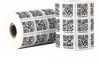 Étiquette adhésive en papier avec code QR, numéro de série et données variables personnalisées